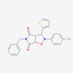 molecular formula C22H17ClN2O3S B382356 5-benzyl-2-(4-chlorophenyl)-3-(2-thienyl)dihydro-2H-pyrrolo[3,4-d]isoxazole-4,6(3H,5H)-dione CAS No. 355115-14-9
