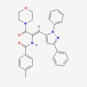 molecular formula C30H28N4O3 B3823566 N-[2-(1,3-diphenyl-1H-pyrazol-5-yl)-1-(4-morpholinylcarbonyl)vinyl]-4-methylbenzamide 