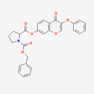molecular formula C28H23NO7 B3823599 1-benzyl 2-(4-oxo-3-phenoxy-4H-chromen-7-yl) 1,2-pyrrolidinedicarboxylate 