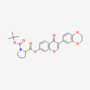 molecular formula C27H27NO8 B3823600 1-tert-butyl 2-[3-(2,3-dihydro-1,4-benzodioxin-6-yl)-4-oxo-4H-chromen-7-yl] 1,2-pyrrolidinedicarboxylate 