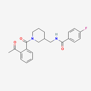 molecular formula C22H23FN2O3 B3823663 N-{[1-(2-acetylbenzoyl)-3-piperidinyl]methyl}-4-fluorobenzamide 