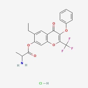 molecular formula C21H19ClF3NO5 B3823666 6-ethyl-4-oxo-3-phenoxy-2-(trifluoromethyl)-4H-chromen-7-yl alaninate hydrochloride 