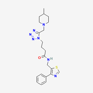 molecular formula C22H29N7OS B3823695 4-{5-[(4-methyl-1-piperidinyl)methyl]-1H-tetrazol-1-yl}-N-[(4-phenyl-1,3-thiazol-5-yl)methyl]butanamide 