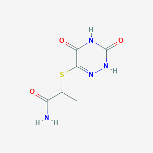 molecular formula C6H8N4O3S B3823707 2-[(3,5-dioxo-2,3,4,5-tetrahydro-1,2,4-triazin-6-yl)thio]propanamide 