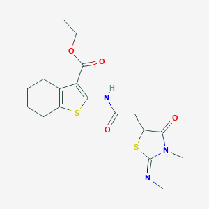 Ethyl 2-[[2-(3-methyl-2-methylimino-4-oxo-1,3-thiazolidin-5-yl)acetyl]amino]-4,5,6,7-tetrahydro-1-benzothiophene-3-carboxylate