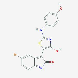 5-bromo-3-{2-[(4-hydroxyphenyl)imino]-4-oxo-1,3-thiazolidin-5-ylidene}-1,3-dihydro-2H-indol-2-one