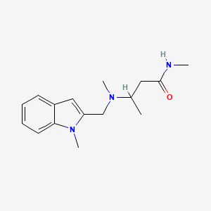 molecular formula C16H23N3O B3823802 N-methyl-3-{methyl[(1-methyl-1H-indol-2-yl)methyl]amino}butanamide 