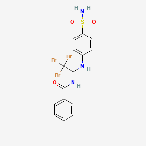 molecular formula C16H16Br3N3O3S B3823810 N-(1-{[4-(aminosulfonyl)phenyl]amino}-2,2,2-tribromoethyl)-4-methylbenzamide 