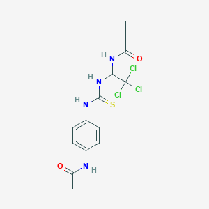 molecular formula C16H21Cl3N4O2S B3823817 N-{1-[({[4-(acetylamino)phenyl]amino}carbonothioyl)amino]-2,2,2-trichloroethyl}-2,2-dimethylpropanamide 