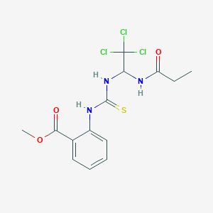 molecular formula C14H16Cl3N3O3S B3823818 methyl 2-[({[2,2,2-trichloro-1-(propionylamino)ethyl]amino}carbonothioyl)amino]benzoate 