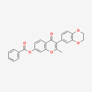 3-(2,3-dihydro-1,4-benzodioxin-6-yl)-2-methyl-4-oxo-4H-chromen-7-yl benzoate