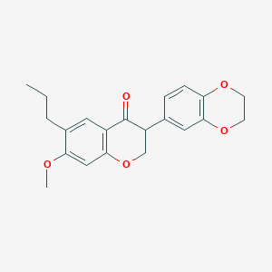 molecular formula C21H22O5 B3823861 3-(2,3-dihydro-1,4-benzodioxin-6-yl)-7-methoxy-6-propyl-2,3-dihydro-4H-chromen-4-one 