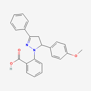 molecular formula C23H20N2O3 B3823874 2-[5-(4-methoxyphenyl)-3-phenyl-4,5-dihydro-1H-pyrazol-1-yl]benzoic acid 