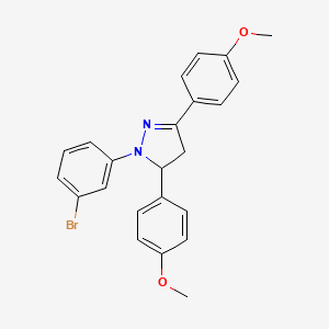 molecular formula C23H21BrN2O2 B3823896 1-(3-bromophenyl)-3,5-bis(4-methoxyphenyl)-4,5-dihydro-1H-pyrazole 