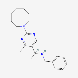 molecular formula C21H30N4 B3823901 1-[2-(1-azocanyl)-4-methyl-5-pyrimidinyl]-N-benzylethanamine 