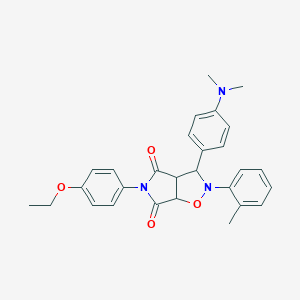 molecular formula C28H29N3O4 B382394 3-[4-(dimethylamino)phenyl]-5-(4-ethoxyphenyl)-2-(2-methylphenyl)dihydro-2H-pyrrolo[3,4-d]isoxazole-4,6(3H,5H)-dione CAS No. 342780-88-5