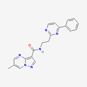 molecular formula C20H18N6O B3823963 6-methyl-N-[2-(4-phenylpyrimidin-2-yl)ethyl]pyrazolo[1,5-a]pyrimidine-3-carboxamide 