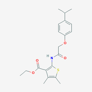 molecular formula C20H25NO4S B382397 Ethyl 2-{[(4-isopropylphenoxy)acetyl]amino}-4,5-dimethyl-3-thiophenecarboxylate 