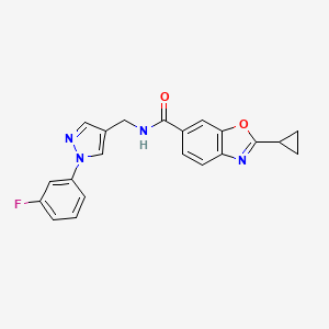 molecular formula C21H17FN4O2 B3823975 2-cyclopropyl-N-{[1-(3-fluorophenyl)-1H-pyrazol-4-yl]methyl}-1,3-benzoxazole-6-carboxamide 