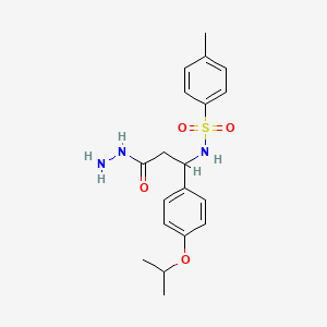 molecular formula C19H25N3O4S B3824051 N-[3-hydrazino-1-(4-isopropoxyphenyl)-3-oxopropyl]-4-methylbenzenesulfonamide 