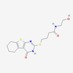 molecular formula C16H21N3O3S2 B382413 N-(2-hydroxyethyl)-4-[(4-oxo-5,6,7,8-tetrahydro-3H-[1]benzothiolo[2,3-d]pyrimidin-2-yl)sulfanyl]butanamide CAS No. 325476-28-6