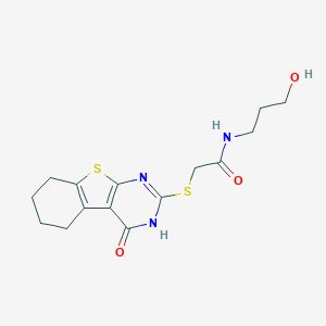 N-(3-hydroxypropyl)-2-[(4-oxo-5,6,7,8-tetrahydro-3H-[1]benzothiolo[2,3-d]pyrimidin-2-yl)sulfanyl]acetamide