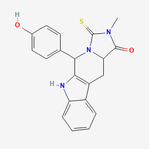 molecular formula C20H17N3O2S B3824178 5-(4-hydroxyphenyl)-2-methyl-3-thioxo-2,3,5,6,11,11a-hexahydro-1H-imidazo[1',5':1,6]pyrido[3,4-b]indol-1-one 