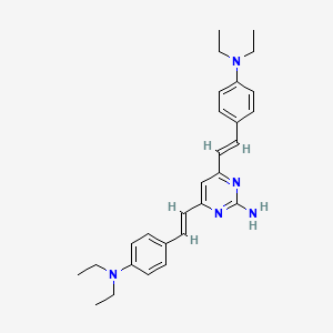 molecular formula C28H35N5 B3824185 4,6-bis{2-[4-(diethylamino)phenyl]vinyl}-2-pyrimidinamine 