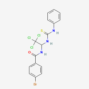 molecular formula C16H13BrCl3N3OS B3824197 N-{1-[(anilinocarbonothioyl)amino]-2,2,2-trichloroethyl}-4-bromobenzamide 