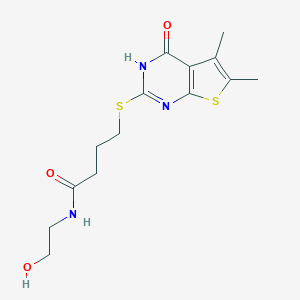 4-[(4-hydroxy-5,6-dimethylthieno[2,3-d]pyrimidin-2-yl)sulfanyl]-N-(2-hydroxyethyl)butanamide