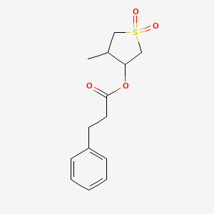 molecular formula C14H18O4S B3824256 4-methyl-1,1-dioxidotetrahydro-3-thienyl 3-phenylpropanoate 