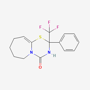 molecular formula C15H15F3N2OS B3824288 2-phenyl-2-(trifluoromethyl)-2,3,6,7,8,9-hexahydro-4H-[1,3,5]thiadiazino[3,2-a]azepin-4-one 