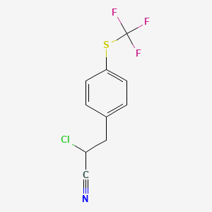 molecular formula C10H7ClF3NS B3824347 2-chloro-3-{4-[(trifluoromethyl)thio]phenyl}propanenitrile 