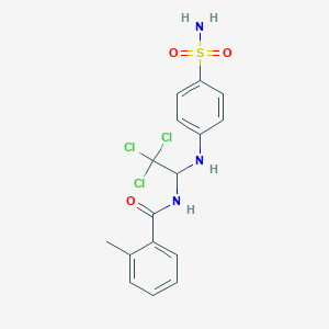 molecular formula C16H16Cl3N3O3S B3824448 N-(1-{[4-(aminosulfonyl)phenyl]amino}-2,2,2-trichloroethyl)-2-methylbenzamide 