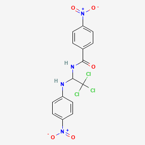 molecular formula C15H11Cl3N4O5 B3824463 4-nitro-N-{2,2,2-trichloro-1-[(4-nitrophenyl)amino]ethyl}benzamide 