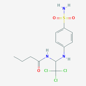 molecular formula C12H16Cl3N3O3S B3824472 N-(1-{[4-(aminosulfonyl)phenyl]amino}-2,2,2-trichloroethyl)butanamide 