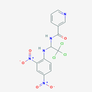 molecular formula C14H10Cl3N5O5 B3824477 N-{2,2,2-trichloro-1-[(2,4-dinitrophenyl)amino]ethyl}nicotinamide 