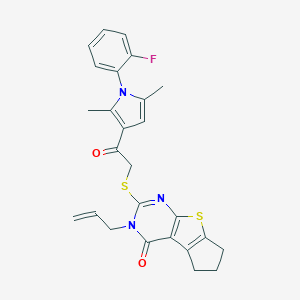 3-allyl-2-({2-[1-(2-fluorophenyl)-2,5-dimethyl-1H-pyrrol-3-yl]-2-oxoethyl}sulfanyl)-3,5,6,7-tetrahydro-4H-cyclopenta[4,5]thieno[2,3-d]pyrimidin-4-one