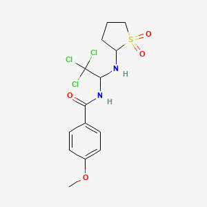 molecular formula C14H17Cl3N2O4S B3824484 4-methoxy-N-{2,2,2-trichloro-1-[(1,1-dioxidotetrahydro-2-thienyl)amino]ethyl}benzamide 