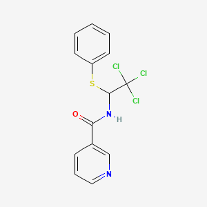 molecular formula C14H11Cl3N2OS B3824512 N-[2,2,2-trichloro-1-(phenylthio)ethyl]nicotinamide 