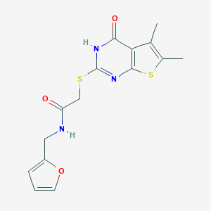 2-[(5,6-dimethyl-4-oxo-3,4-dihydrothieno[2,3-d]pyrimidin-2-yl)sulfanyl]-N-(2-furylmethyl)acetamide