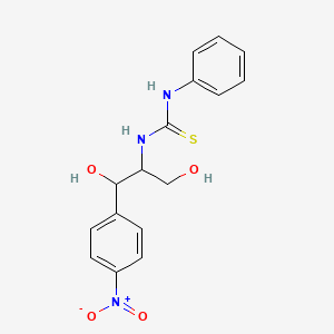 molecular formula C16H17N3O4S B3824548 N-[2-hydroxy-1-(hydroxymethyl)-2-(4-nitrophenyl)ethyl]-N'-phenylthiourea 