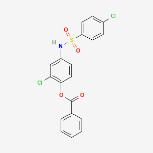 molecular formula C19H13Cl2NO4S B3824563 2-chloro-4-{[(4-chlorophenyl)sulfonyl]amino}phenyl benzoate 