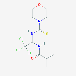 molecular formula C11H18Cl3N3O2S B3824569 2-methyl-N-{2,2,2-trichloro-1-[(4-morpholinylcarbonothioyl)amino]ethyl}propanamide 