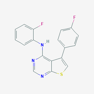 molecular formula C18H11F2N3S B382457 N-(2-fluorophenyl)-5-(4-fluorophenyl)thieno[2,3-d]pyrimidin-4-amine 