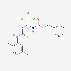 molecular formula C20H22Cl3N3OS B3824575 3-phenyl-N-[2,2,2-trichloro-1-({[(2,5-dimethylphenyl)amino]carbonothioyl}amino)ethyl]propanamide 