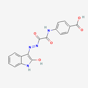 4-({oxo[2-(2-oxo-1,2-dihydro-3H-indol-3-ylidene)hydrazino]acetyl}amino)benzoic acid