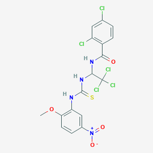 molecular formula C17H13Cl5N4O4S B3824594 2,4-dichloro-N-[2,2,2-trichloro-1-({[(2-methoxy-5-nitrophenyl)amino]carbonothioyl}amino)ethyl]benzamide 