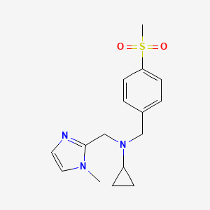 molecular formula C16H21N3O2S B3824599 N-[(1-methyl-1H-imidazol-2-yl)methyl]-N-[4-(methylsulfonyl)benzyl]cyclopropanamine 