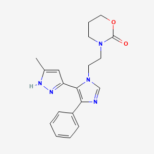 molecular formula C19H21N5O2 B3824602 3-{2-[5-(3-methyl-1H-pyrazol-5-yl)-4-phenyl-1H-imidazol-1-yl]ethyl}-1,3-oxazinan-2-one 